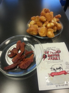 bacon jerky and donut holes