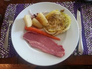 corned beef with roasted cabbage